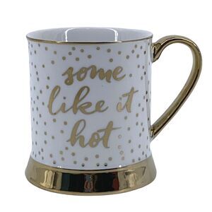 Rosanna Some Like It Hot Gold Polka Dot Trim Lets Do Brunch Coffee Tea Mug
